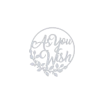 Circular aluminum wall art featuring the phrase 'As You Wish' in elegant, flowing script. Surrounding the text is a vine design with leaves, all intricately cut. The design is centered on a standard background, highlighting the metallic finish and detailed craftsmanship.